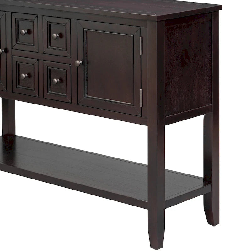 Console avec tiroirs et étagère inférieure, style antique bleu / rétro, pour 1 personne