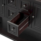 Console avec tiroirs et étagère inférieure, style antique bleu / rétro, pour 1 personne