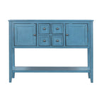 Console avec tiroirs et étagère inférieure, style antique bleu / rétro, pour 1 personne
