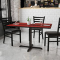 Table rectangulaire en stratifié acajou / noir / naturel / noyer avec piètement en X, 2 places