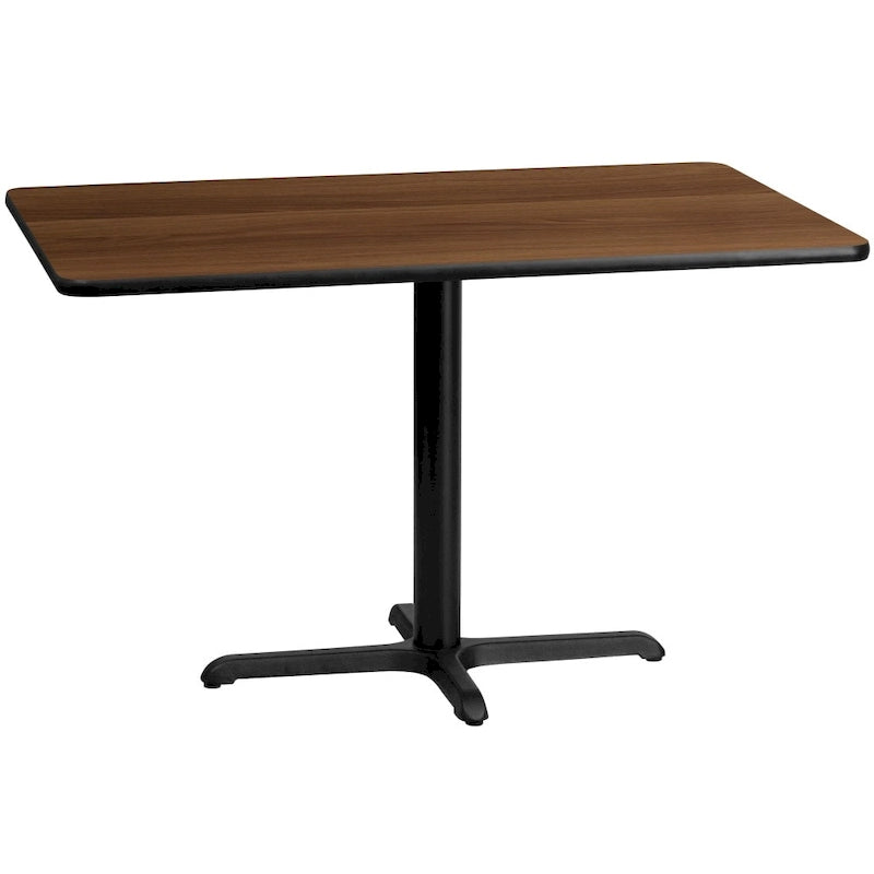 Table rectangulaire en stratifié acajou / noir / naturel / noyer avec piètement en X, 2 places
