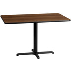 Table rectangulaire en stratifié acajou / noir / naturel / noyer avec piètement en X, 2 places