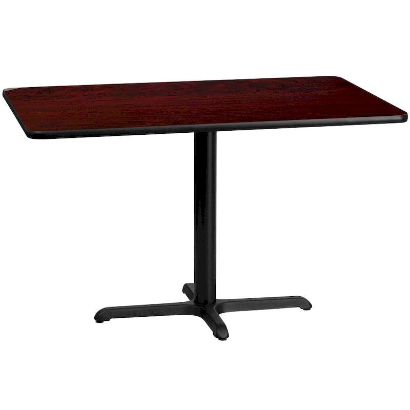 Table rectangulaire en stratifié acajou / noir / naturel / noyer avec piètement en X, 2 places