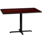 Table rectangulaire en stratifié acajou / noir / naturel / noyer avec piètement en X, 2 places