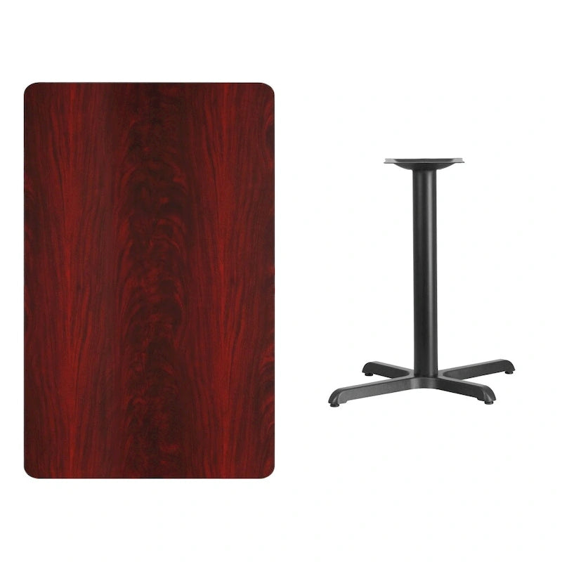 Table rectangulaire en stratifié acajou / noir / naturel / noyer avec piètement en X, 2 places
