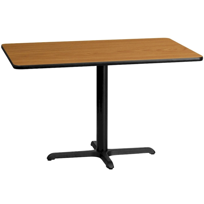 Table rectangulaire en stratifié acajou / noir / naturel / noyer avec piètement en X, 2 places