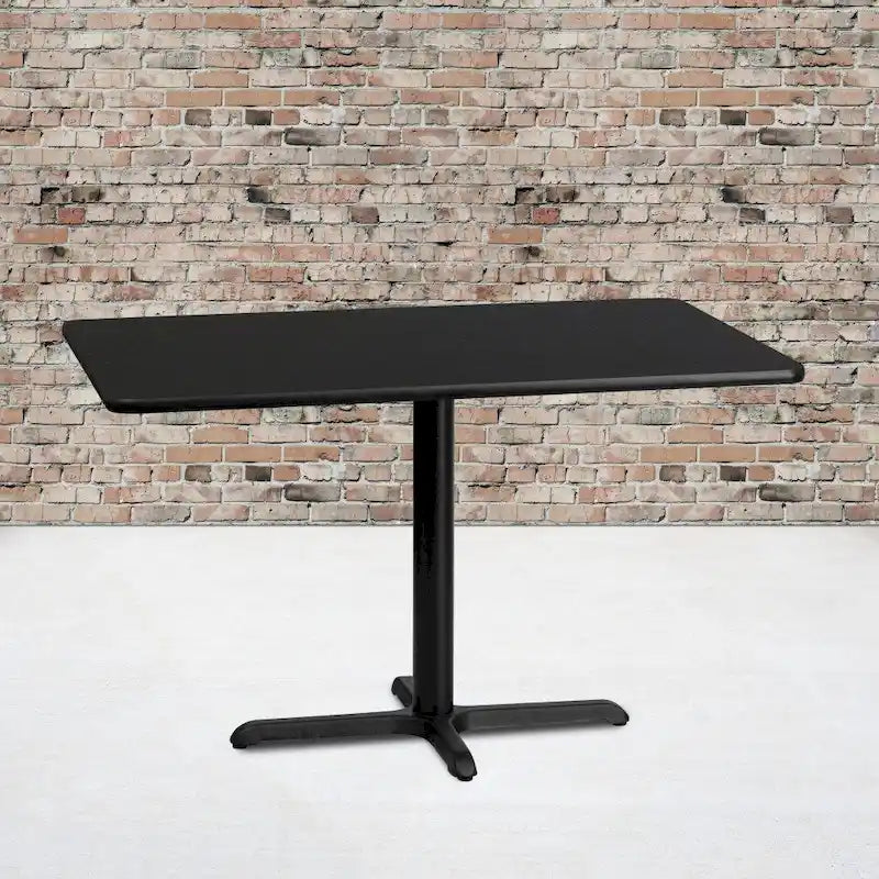 Table rectangulaire en stratifié acajou / noir / naturel / noyer avec piètement en X, 2 places