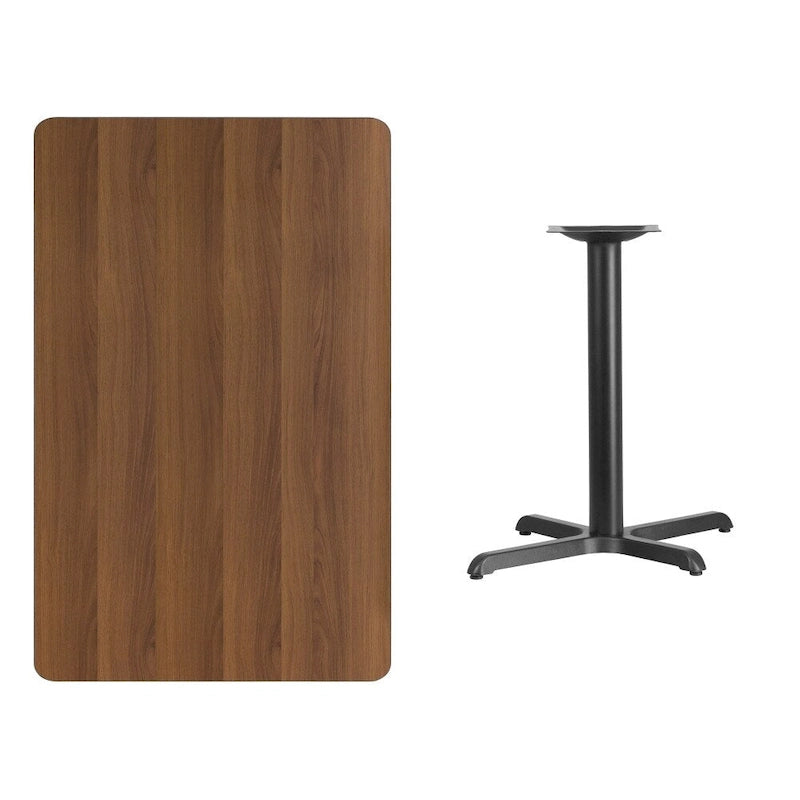 Table rectangulaire en stratifié acajou / noir / naturel / noyer avec piètement en X, 2 places