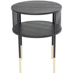 Table d'appoint/basse géométrique en métal noir – Pieds dorés, 1 étagère, pour 1 personne