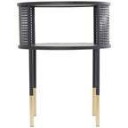 Table d'appoint/basse géométrique en métal noir – Pieds dorés, 1 étagère, pour 1 personne