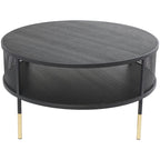 Table d'appoint/basse géométrique en métal noir – Pieds dorés, 1 étagère, pour 1 personne