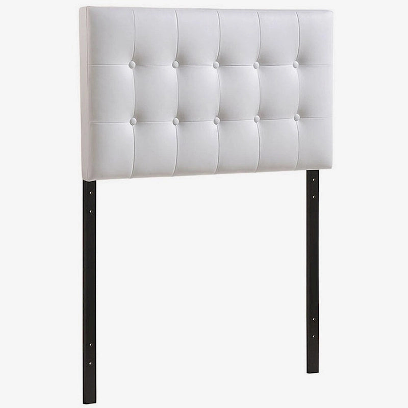 Tête de lit capitonnée en similicuir blanc pour lit simple 1 personne