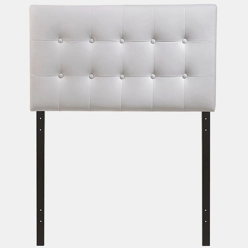 Tête de lit capitonnée en similicuir blanc pour lit simple 1 personne