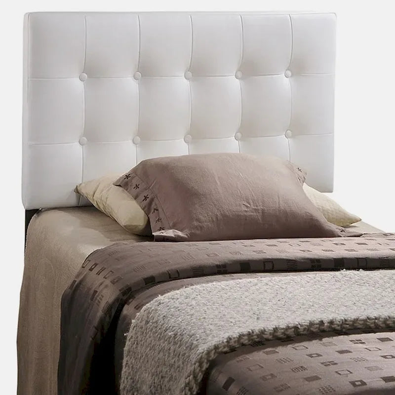Tête de lit capitonnée en similicuir blanc pour lit simple 1 personne