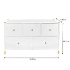 Commode 4 ou 5 tiroirs en simili cuir noir/blanc avec détails dorés