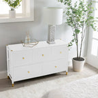 Commode 4 ou 5 tiroirs en simili cuir noir/blanc avec détails dorés