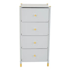 Commode 4 ou 5 tiroirs en simili cuir noir/blanc avec détails dorés