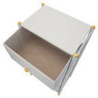 Commode 4 ou 5 tiroirs en simili cuir noir/blanc avec détails dorés