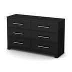 Commode double à 6 tiroirs en Noyer Noir pur / Noyer Brun / Chêne rustique pour 1-2 utilisateurs