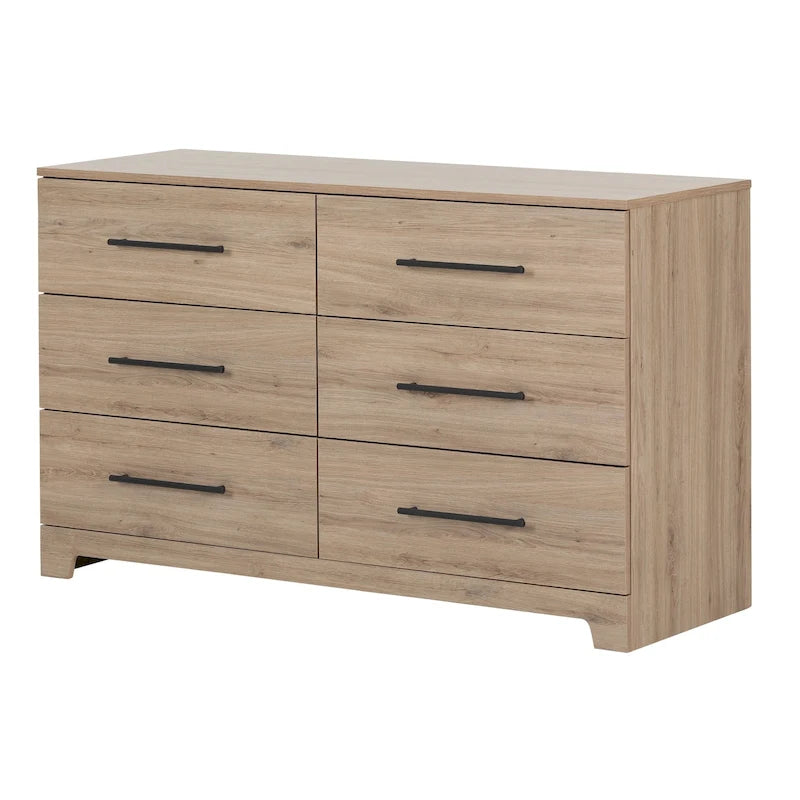 Commode double à 6 tiroirs en Noyer Noir pur / Noyer Brun / Chêne rustique pour 1-2 utilisateurs