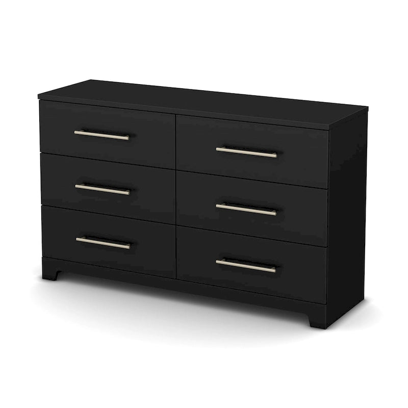 Commode double à 6 tiroirs en Noyer Noir pur / Noyer Brun / Chêne rustique pour 1-2 utilisateurs