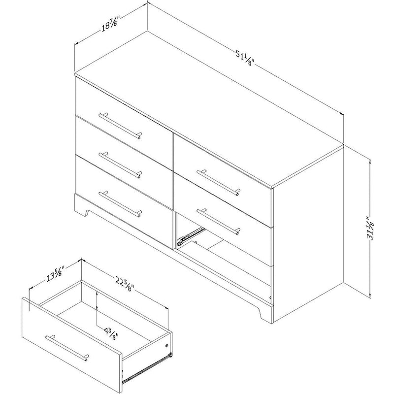Commode double à 6 tiroirs en Noyer Noir pur / Noyer Brun / Chêne rustique pour 1-2 utilisateurs