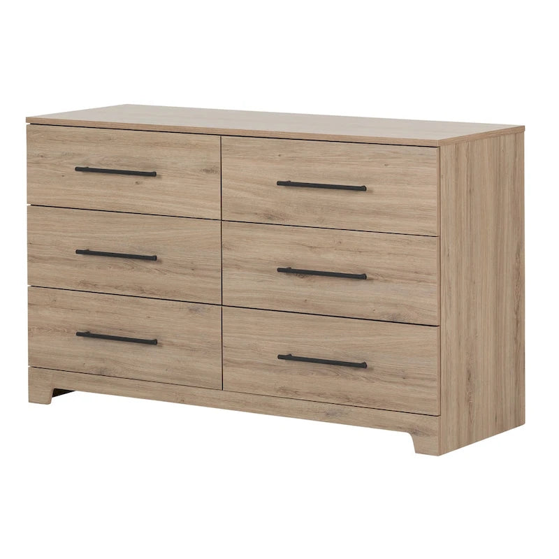 Commode double à 6 tiroirs en Noyer Noir pur / Noyer Brun / Chêne rustique pour 1-2 utilisateurs