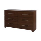 Commode double à 6 tiroirs en Noyer Noir pur / Noyer Brun / Chêne rustique pour 1-2 utilisateurs
