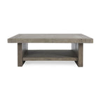 Table basse carrée grise, style industriel, plateau stratifié, 1 personne