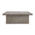Table basse carrée grise, style industriel, plateau stratifié, 1 personne