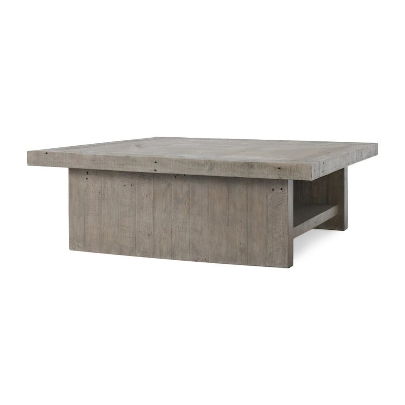 Table basse carrée grise, style industriel, plateau stratifié, 1 personne