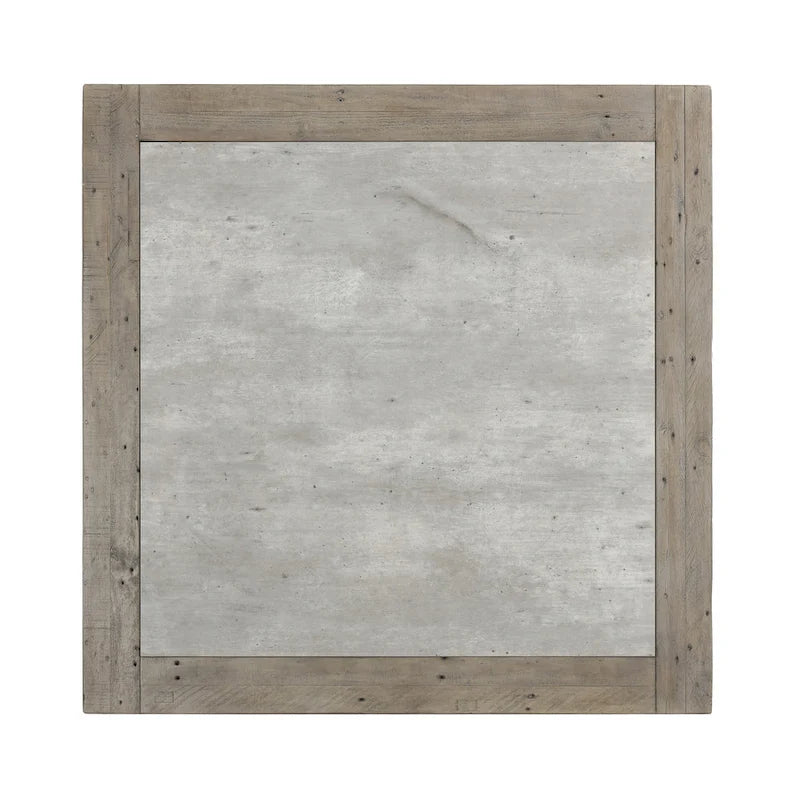 Table basse carrée grise, style industriel, plateau stratifié, 1 personne