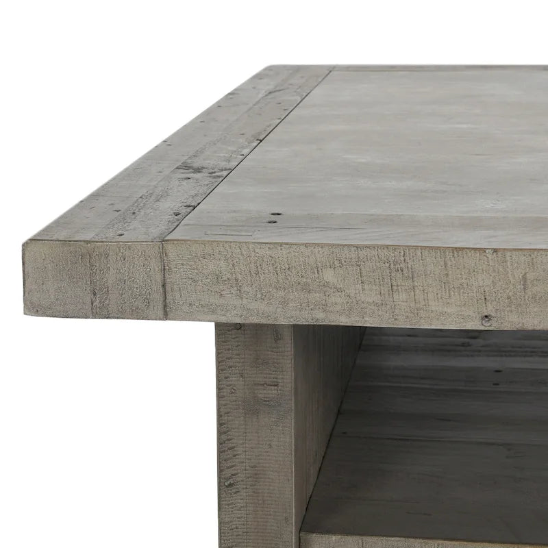 Table basse carrée grise, style industriel, plateau stratifié, 1 personne