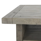 Table basse carrée grise, style industriel, plateau stratifié, 1 personne