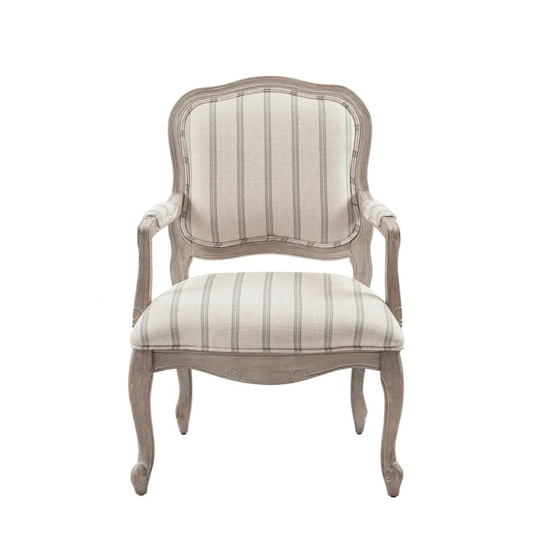 Fauteuil d’appoint à rayures naturelles avec pieds en bois – 1 personne