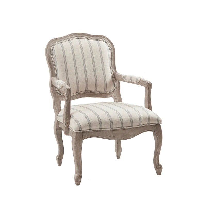 Fauteuil d’appoint à rayures naturelles avec pieds en bois – 1 personne