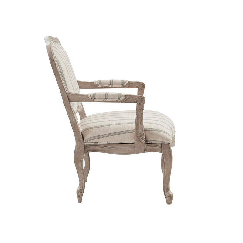 Fauteuil d’appoint à rayures naturelles avec pieds en bois – 1 personne