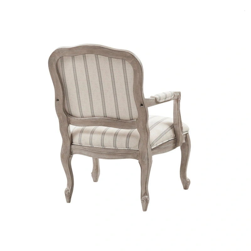 Fauteuil d’appoint à rayures naturelles avec pieds en bois – 1 personne