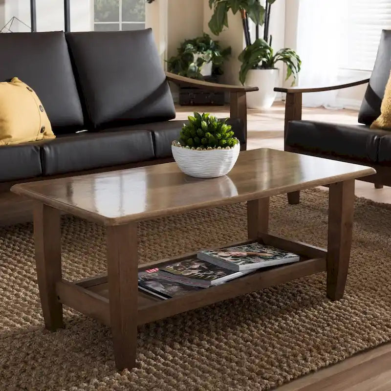 Baxton Studio Phanessa Mid-century Modern Walnut Finished Wood Coffee Table