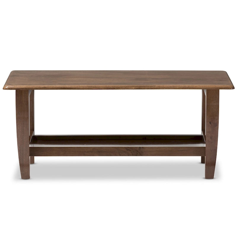 Table basse Mid-Century finition noyer avec étagère ouverte, 1 pièce