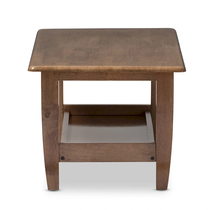 Table basse Mid-Century finition noyer avec étagère ouverte, 1 pièce