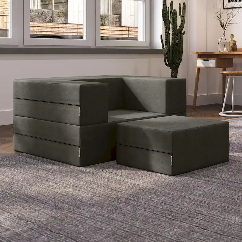 Jaxx Zipline Convertible Sleeper Chair and Ottoman/ Twin-size Bed