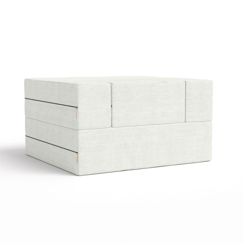 Fauteuil-lit convertible gris avec pouf, 1 personne, lit jumeau