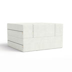 Fauteuil-lit convertible gris avec pouf, 1 personne, lit jumeau
