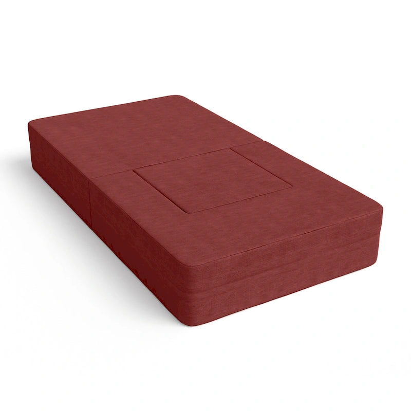 Fauteuil-lit convertible gris avec pouf, 1 personne, lit jumeau