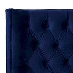 Lit capitonné à oreilles Opal Grey / Navy Blue en velours – Grand lit et très grand lit, 2 personnes