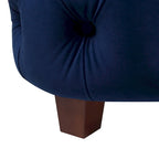 Lit capitonné à oreilles Opal Grey / Navy Blue en velours – Grand lit et très grand lit, 2 personnes