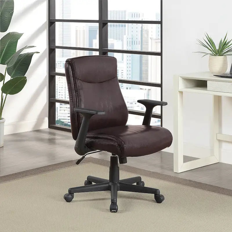 Chaise de bureau mi-hauteur en similicuir noir / chocolat / anthracite, unitaire