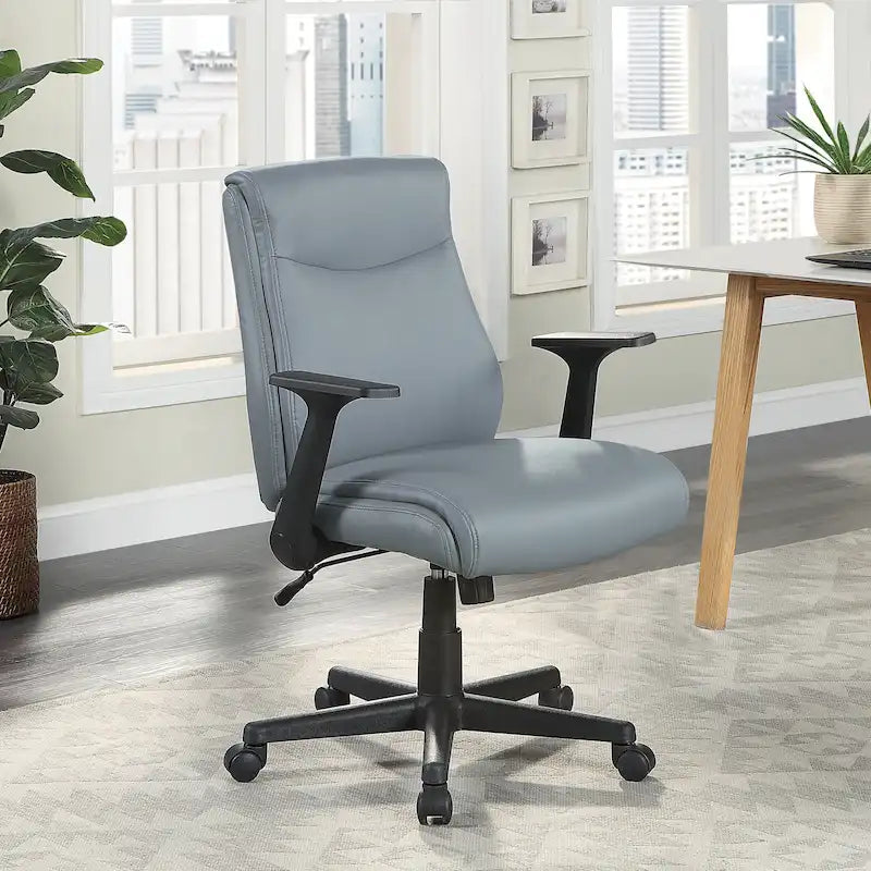 Chaise de bureau mi-hauteur en similicuir noir / chocolat / anthracite, unitaire