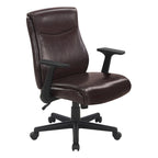 Chaise de bureau mi-hauteur en similicuir noir / chocolat / anthracite, unitaire